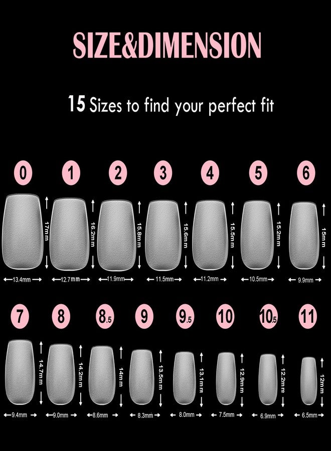SINOKAME Extra Extra Short Coffin Nail Tips, No File Matte XXS Coffin Soft Gel Fake Nails Full Cover, Petite Nails for Small Regular Nail Beds,Clear Fake Acrylic Nails for Extension,15 Sizes 360Pcs - Image 5